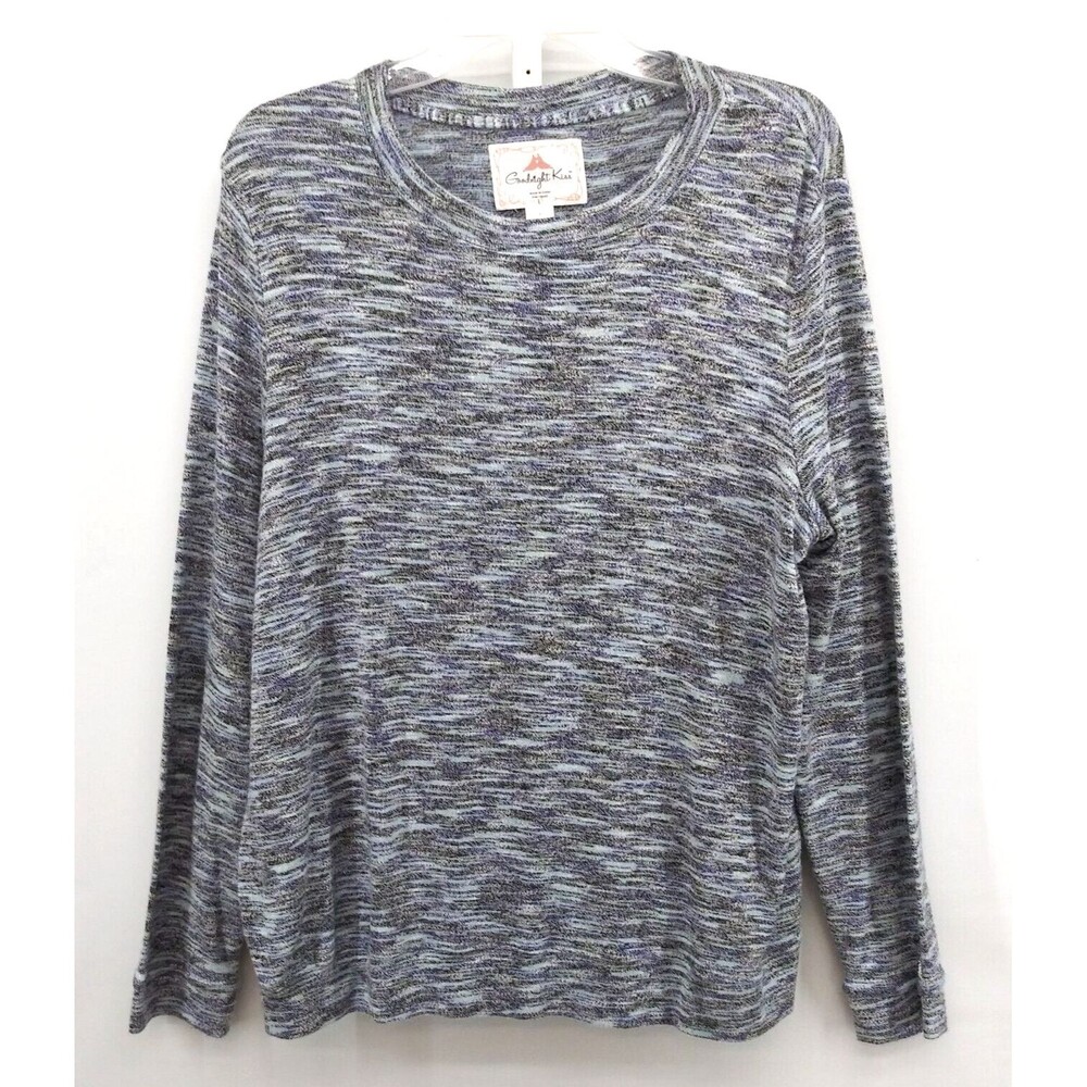 Goodnight Kiss Pajama Top Womens Large Gray Sleep Shirt